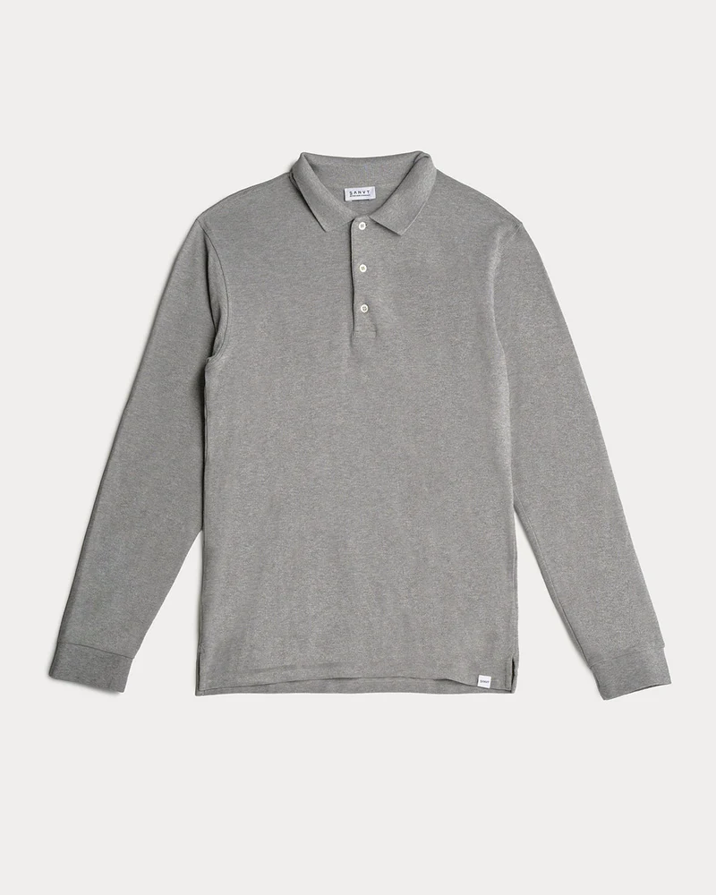 The Longsleeve Polo Shirt - Grey Melange
