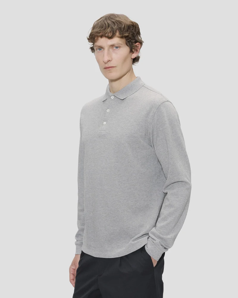 The Longsleeve Polo Shirt - Grey Melange