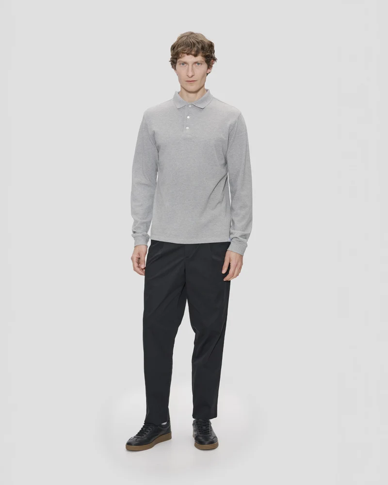 The Longsleeve Polo Shirt - Grey Melange
