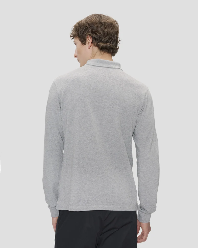 The Longsleeve Polo Shirt - Grey Melange