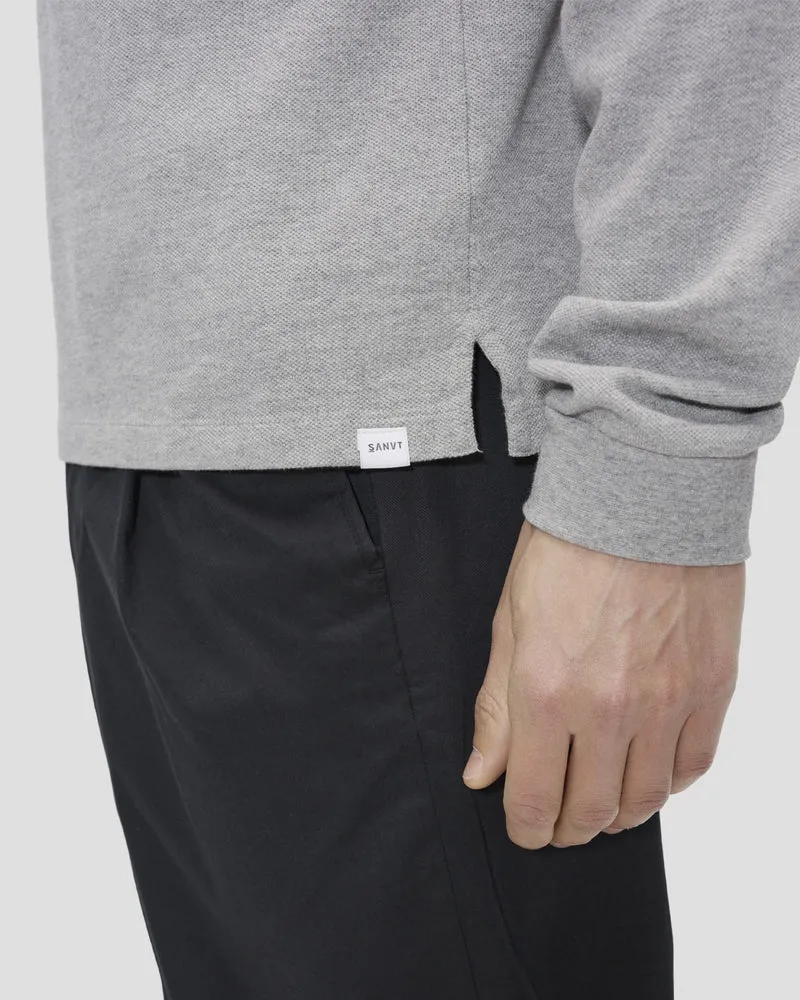 The Longsleeve Polo Shirt - Grey Melange