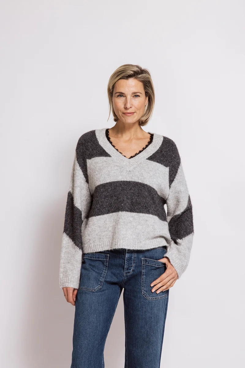 Zhrill Pullover Kit gestreift grey