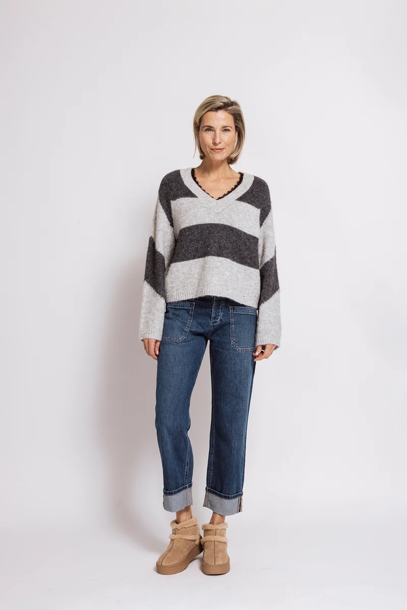 Zhrill Pullover Kit gestreift grey