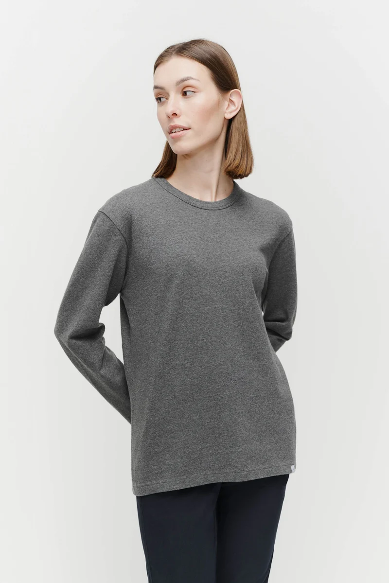 The Unisex Longsleeve T-Shirt - Dark Grey Melange