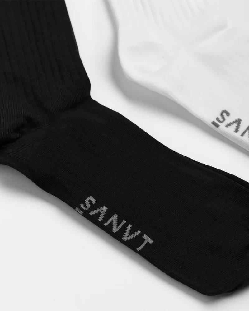 The Half Rib Socks (2 Pack) - Black / White