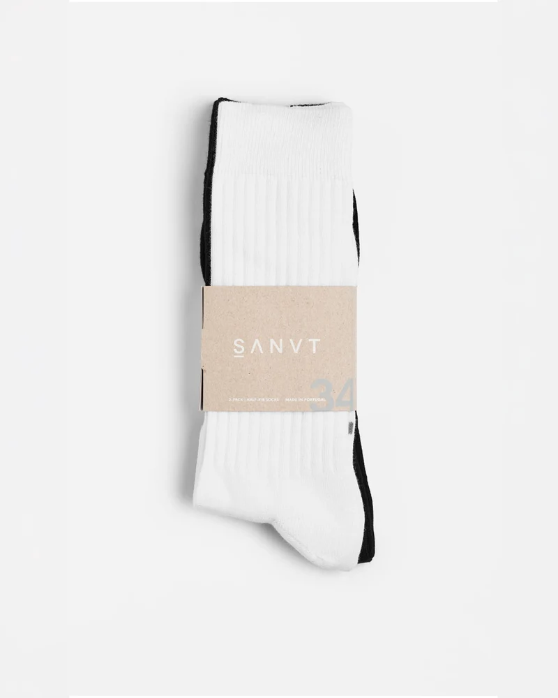 The Half Rib Socks (2 Pack) - Black / White