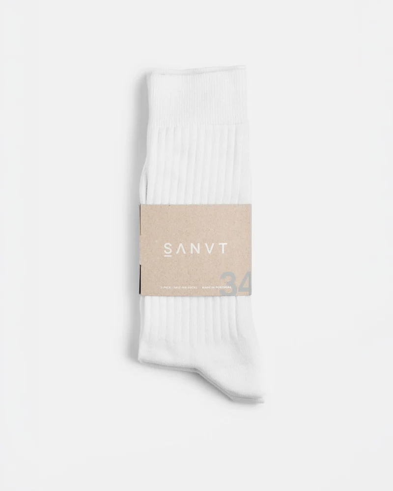 The Half Rib Socks (2 Pack) - White