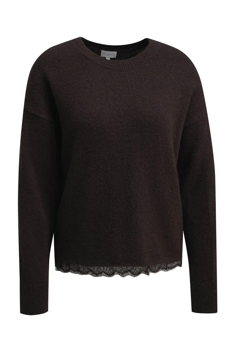 Milano Pullover mit Spitze mocca