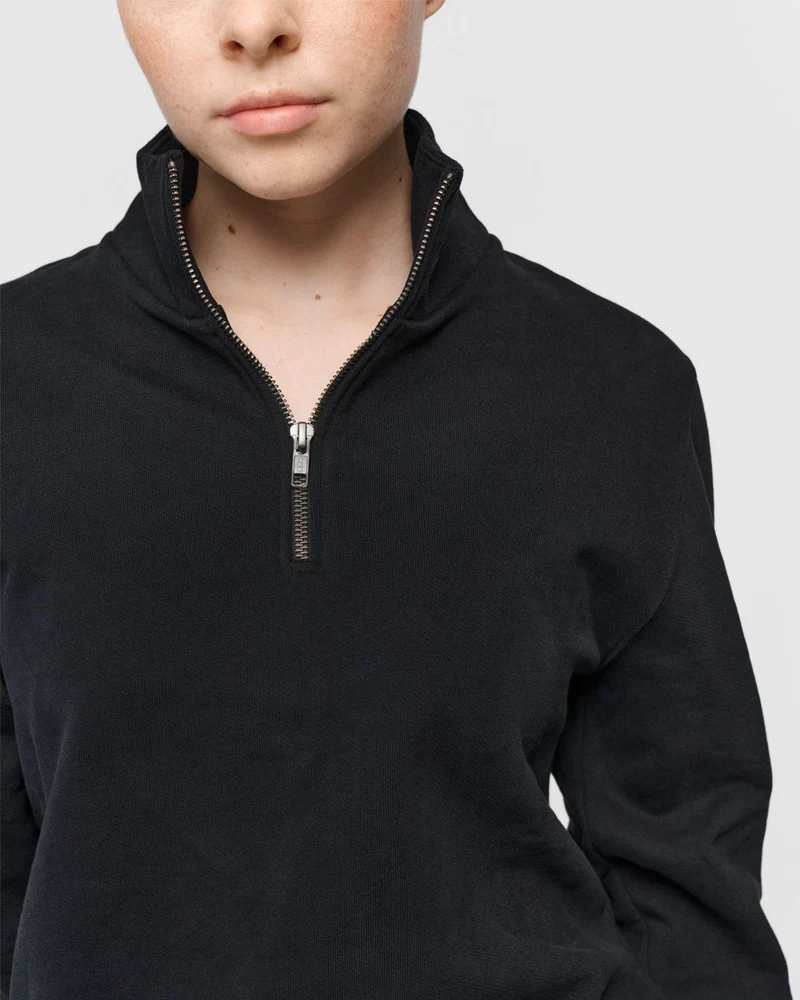 The Unisex Half Zip Sweater - Washed Black