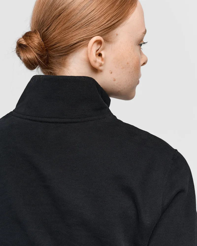 The Unisex Half Zip Sweater - Washed Black