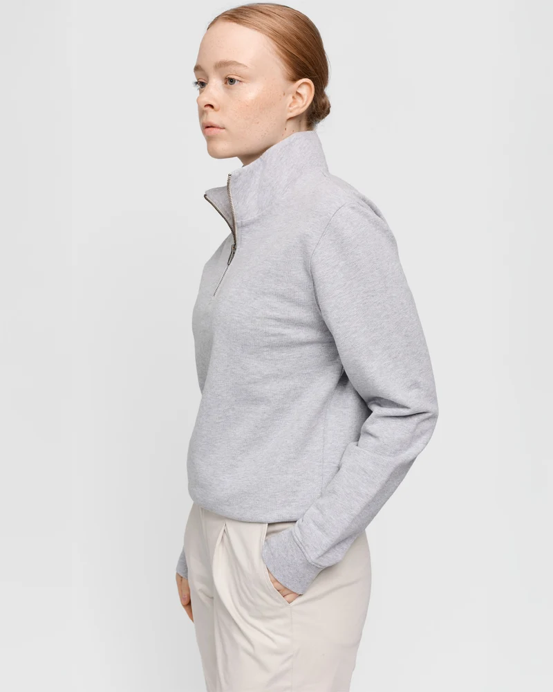 The Unisex Half Zip Sweater - Grey Melange