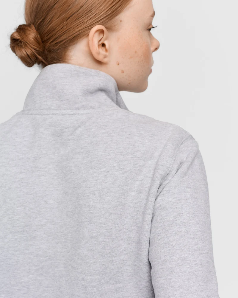 The Unisex Half Zip Sweater - Grey Melange