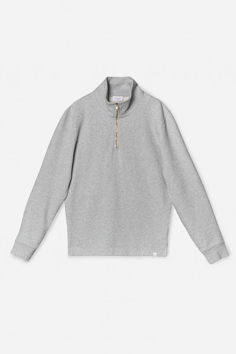The Half Zip Sweater - Grey Melange