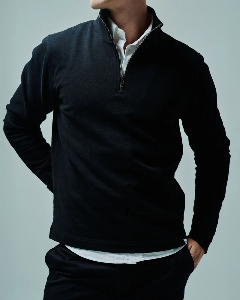 The Half Zip Sweater - Washed Black