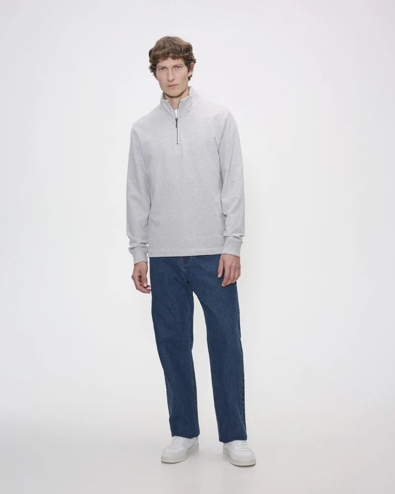 The Half Zip Sweater - Grey Melange