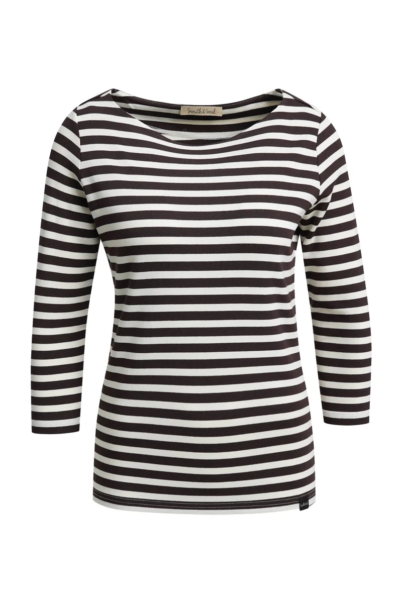 Smith & Soul Shirt gestreift dark choc