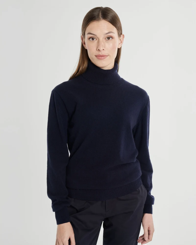 The Unisex Merino Roll Neck - Navy