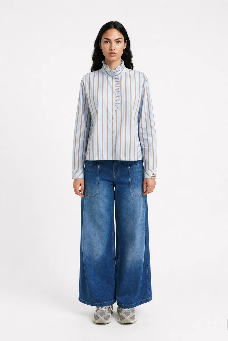 Smith & Soul Bluse gestreift light blue print