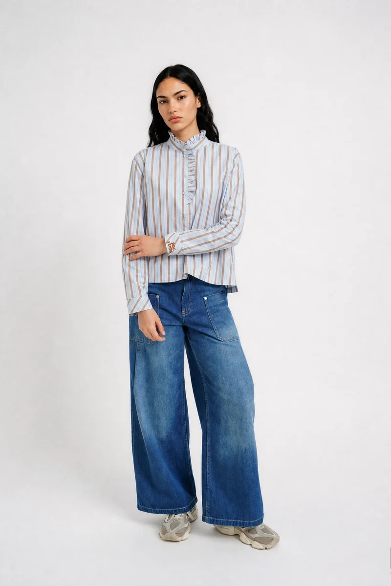 Smith & Soul Bluse gestreift light blue print