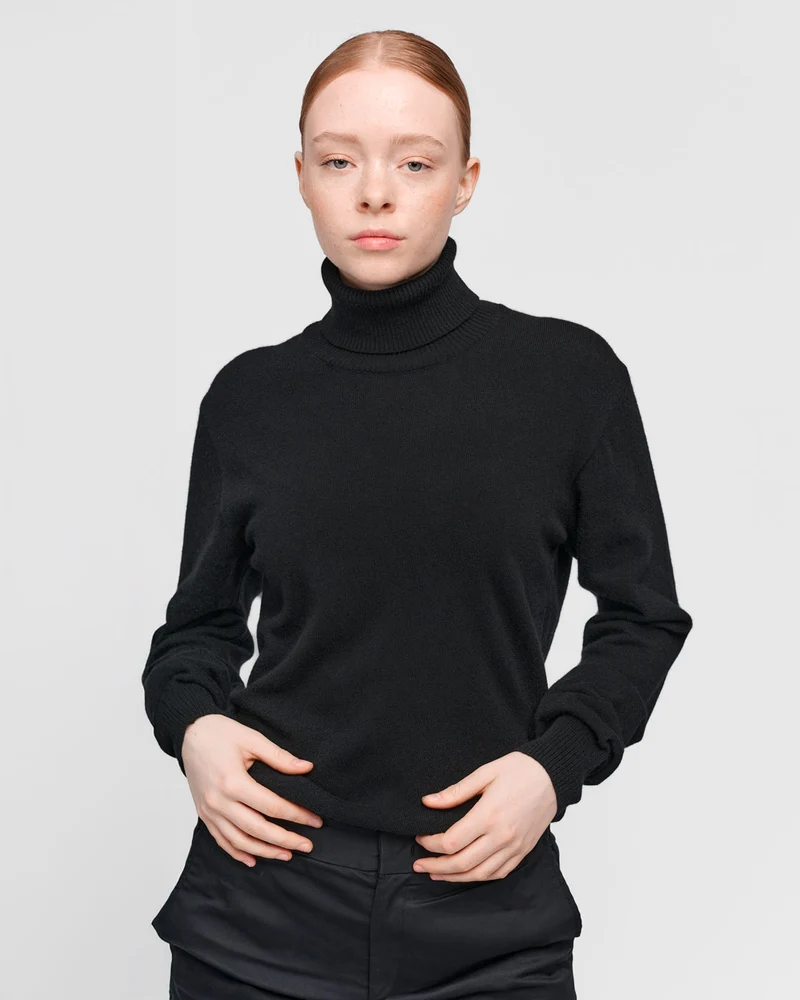 The Unisex Merino Roll Neck - Black