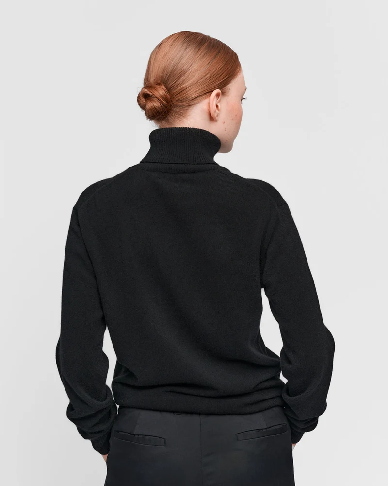 The Unisex Merino Roll Neck - Black