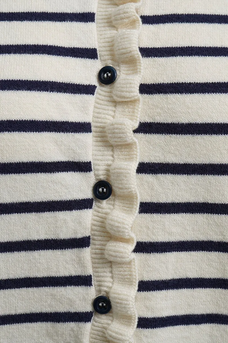 Milano Strickjacke/Cardigan gestreift navy print