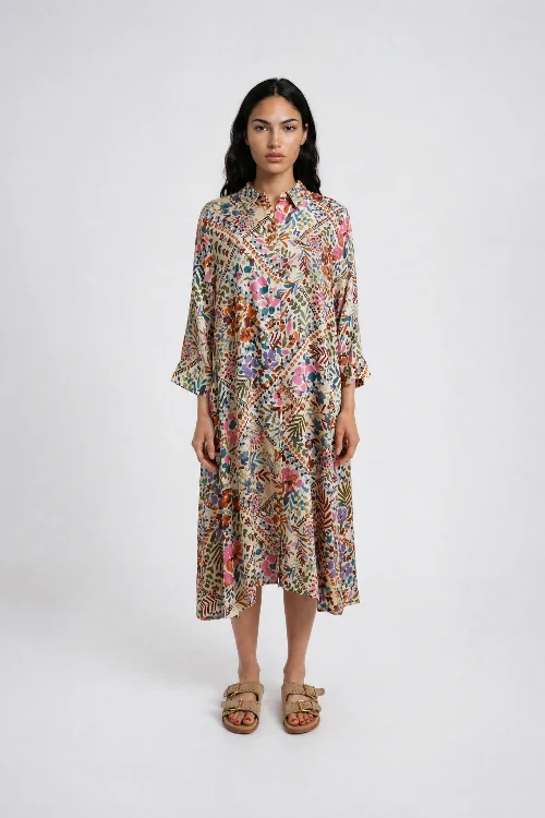 Smith & Soul Hemdblusenkleid beige print