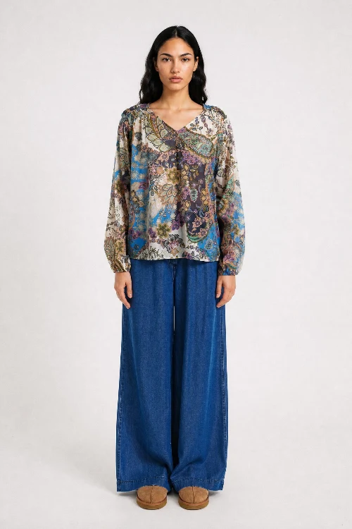 Smith & Soul Bluse saphire print