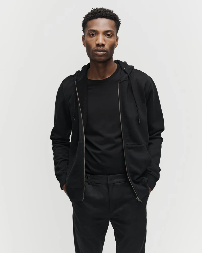 The Zip Hoodie - Washed Black