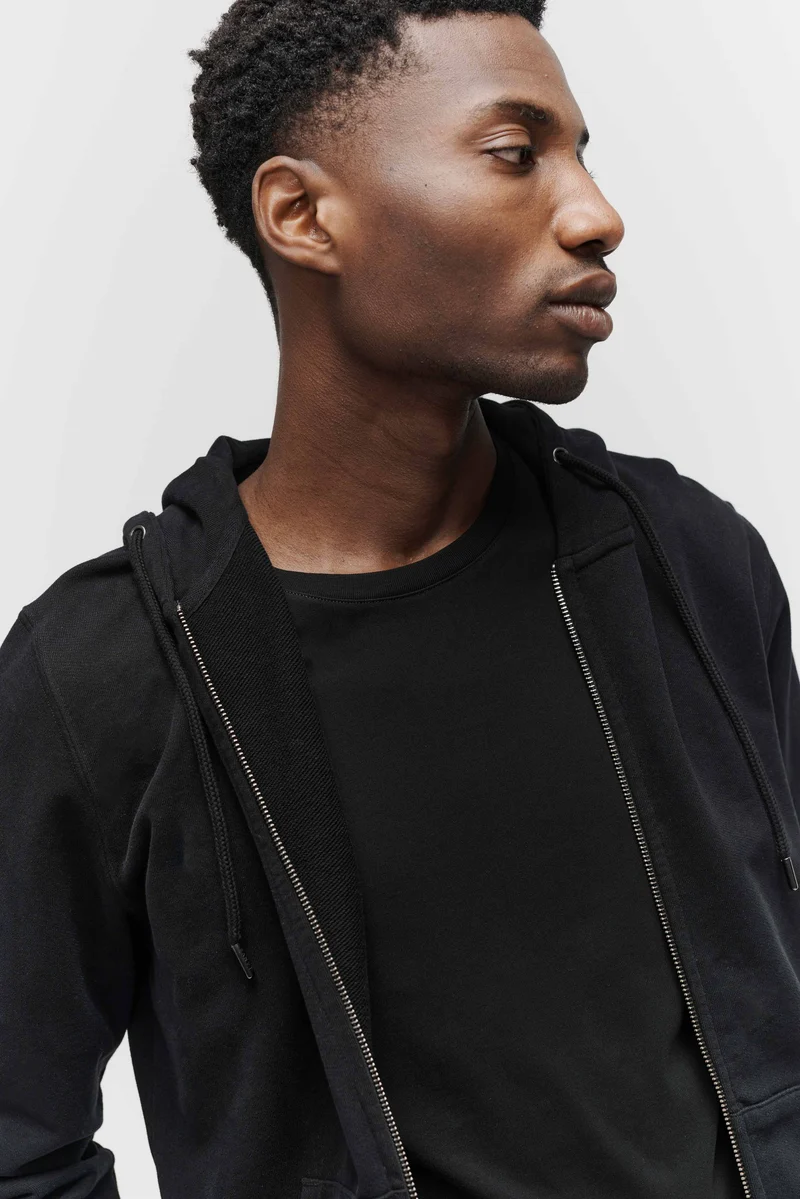 The Zip Hoodie - Washed Black