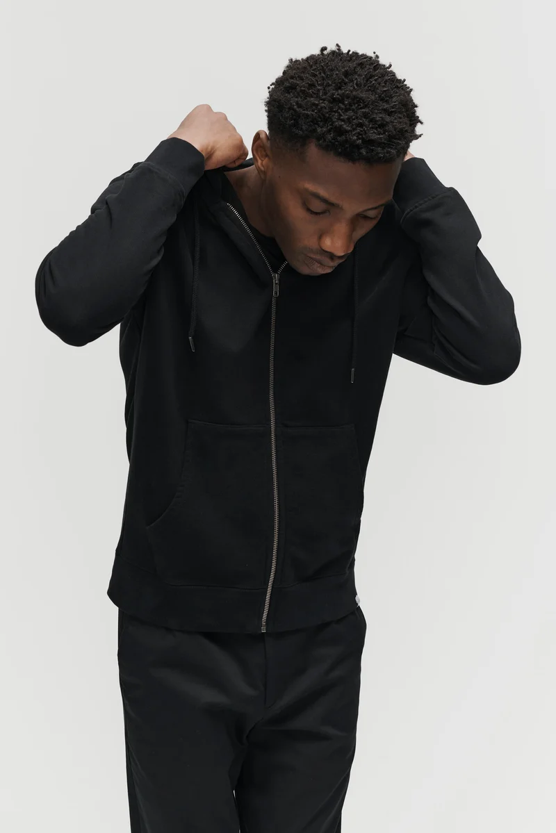 The Zip Hoodie - Washed Black
