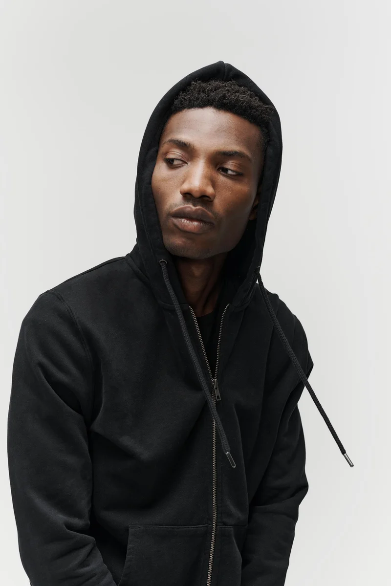 The Zip Hoodie - Washed Black