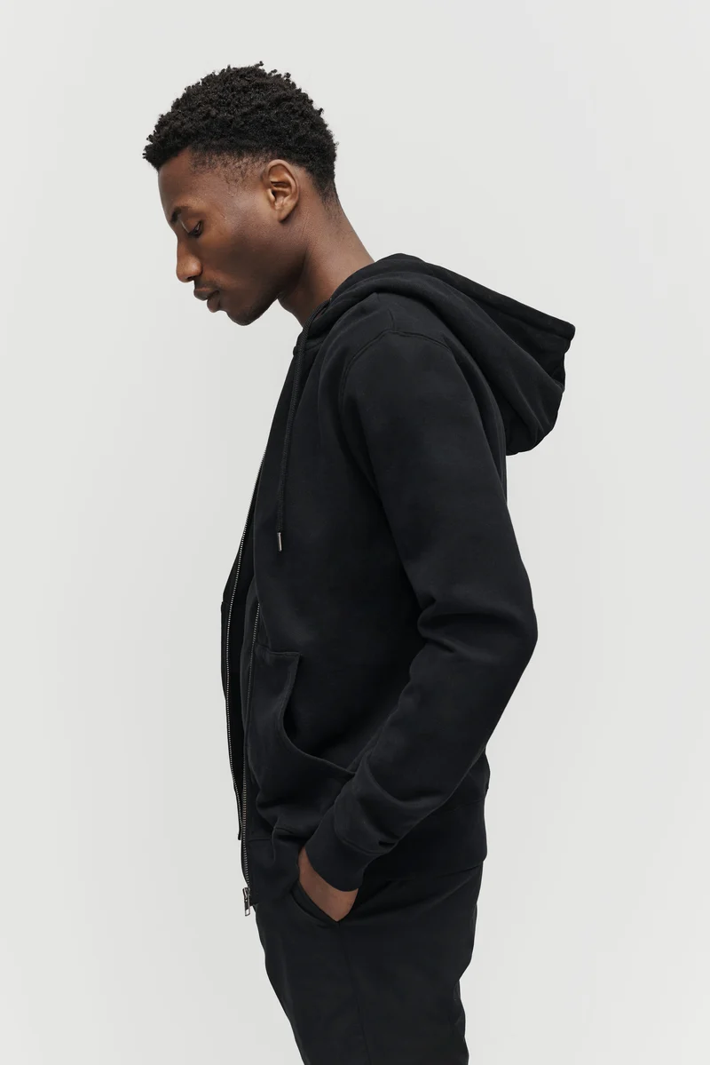 The Zip Hoodie - Washed Black