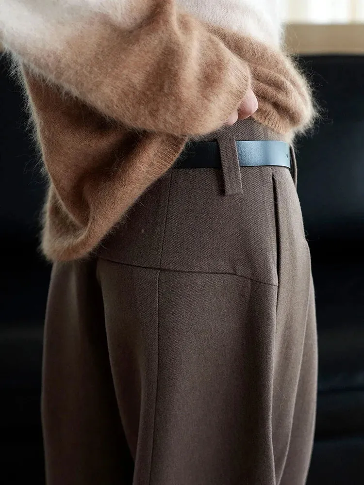 Mocha Structured Extra Wide-Leg Trousers