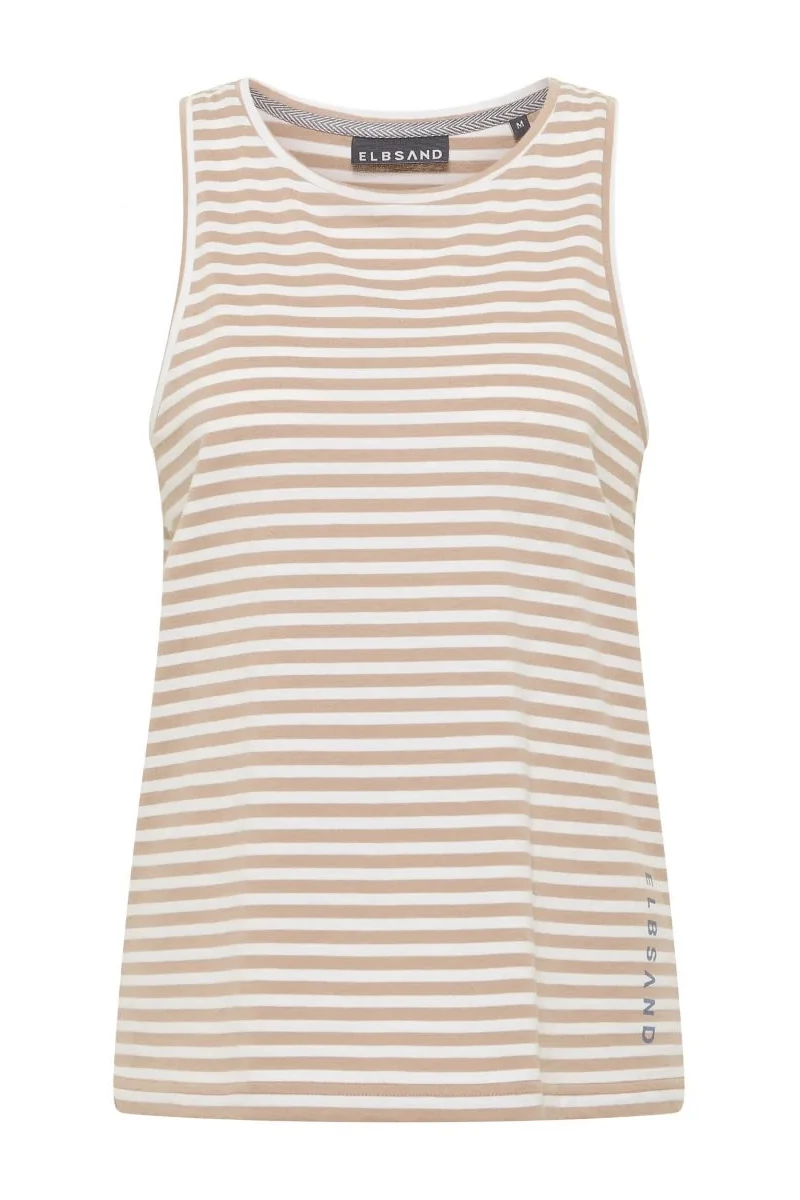 Elbsand Tanktop Maavi gestreift camel/bright white