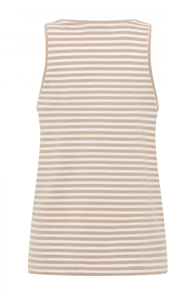 Elbsand Tanktop Maavi gestreift camel/bright white