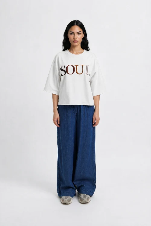 Smith & Soul Boxy Cropped Sweatshirt sand