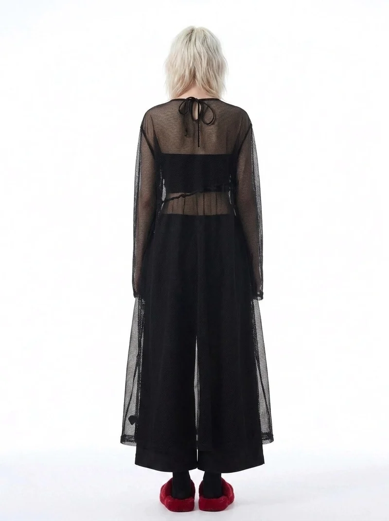 Black Sheer Mesh Overlay | Oversized Layering Dress