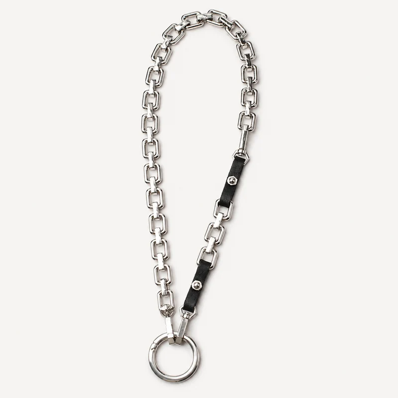 Gothic Chain & Vegan Leather Ring Necklace