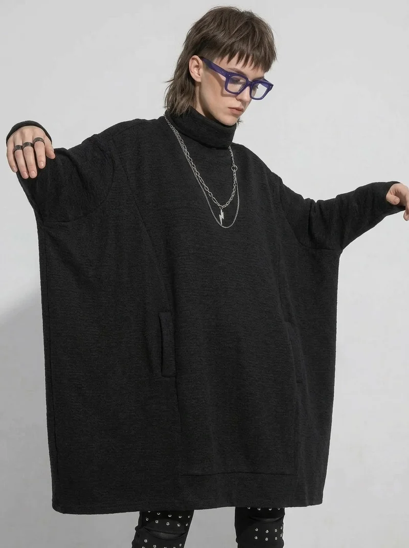 Oversized High-Neck Cocoon Pullover