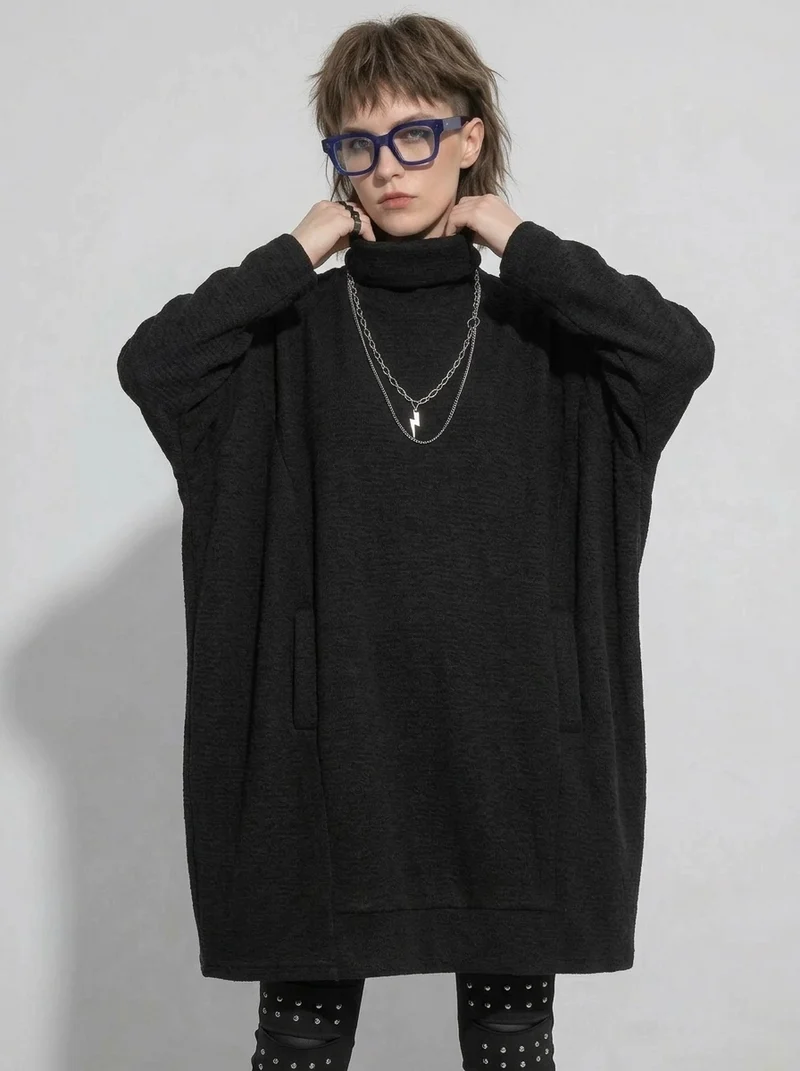 Oversized High-Neck Cocoon Pullover