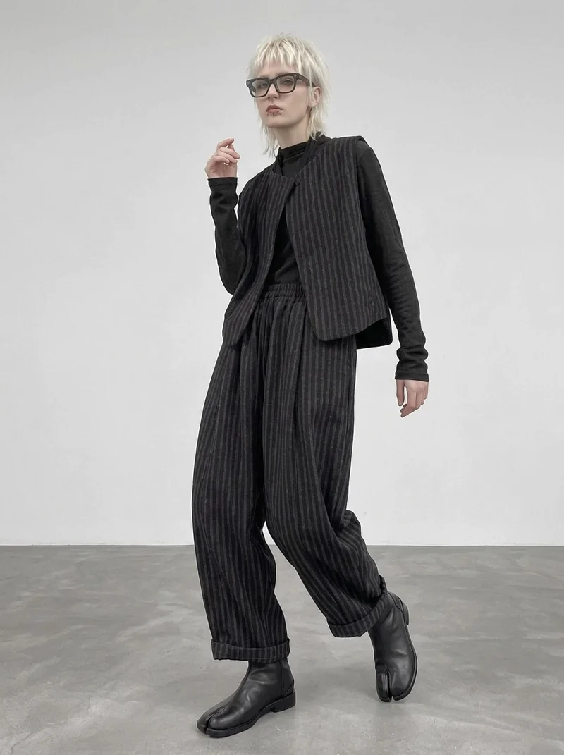 Re-launch Charcoal Pinstripe Balloon Trousers | Oversized Alternative Pants