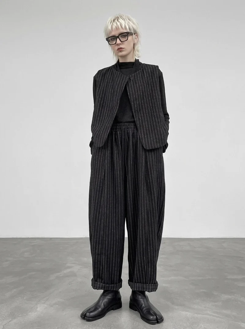 Re-launch Charcoal Pinstripe Balloon Trousers | Oversized Alternative Pants