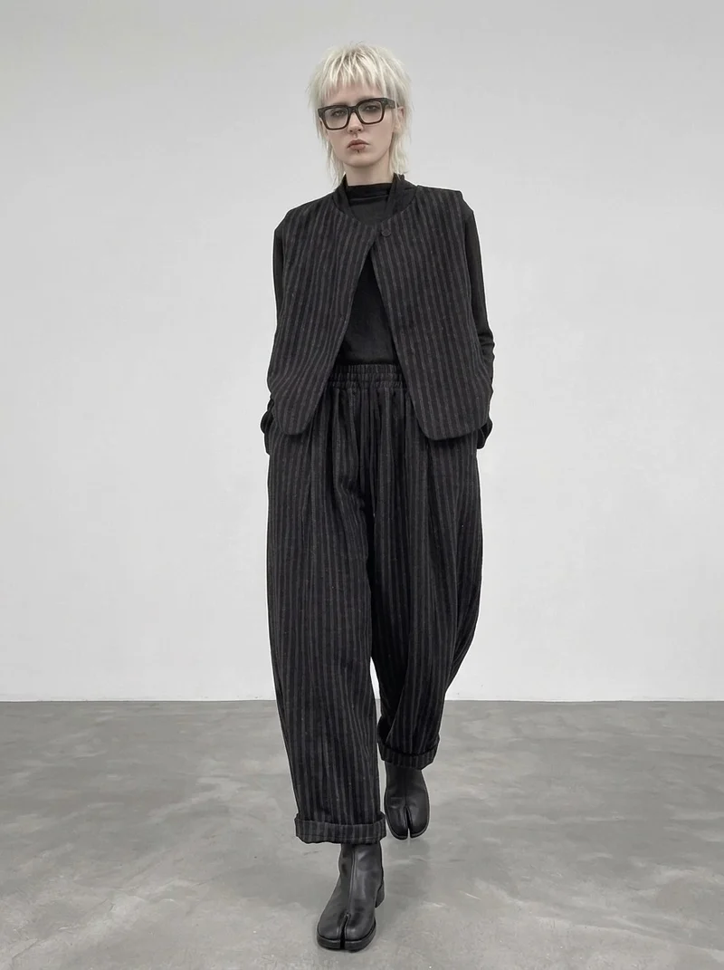 Re-launch Charcoal Pinstripe Balloon Trousers | Oversized Alternative Pants