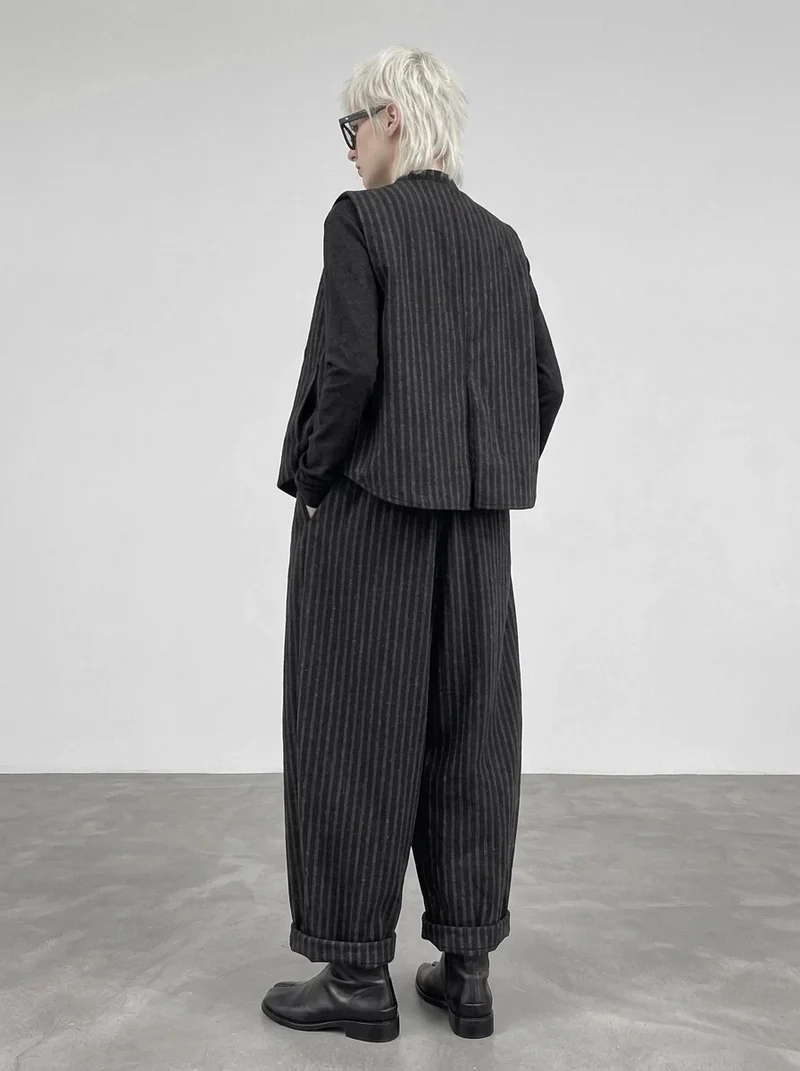 Re-launch Charcoal Pinstripe Balloon Trousers | Oversized Alternative Pants