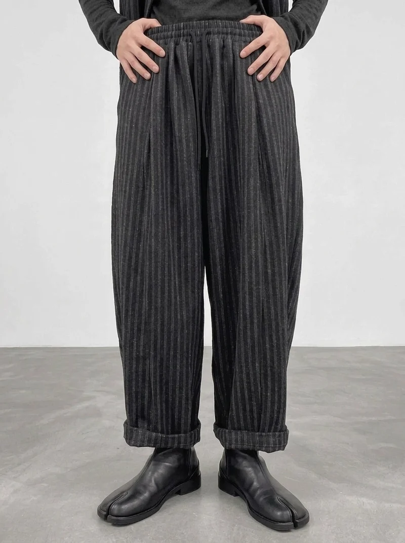 Re-launch Charcoal Pinstripe Balloon Trousers | Oversized Alternative Pants
