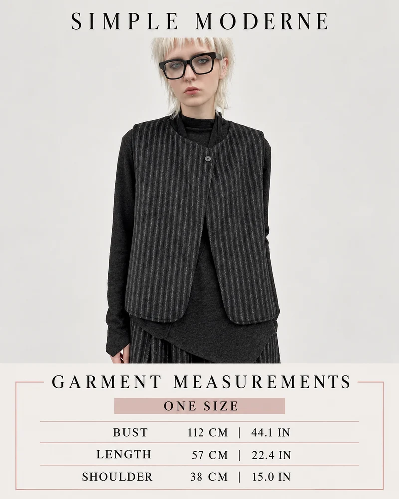 Re-launch Charcoal Pinstripe Punk Vest | Minimal Alternative Layering Vest