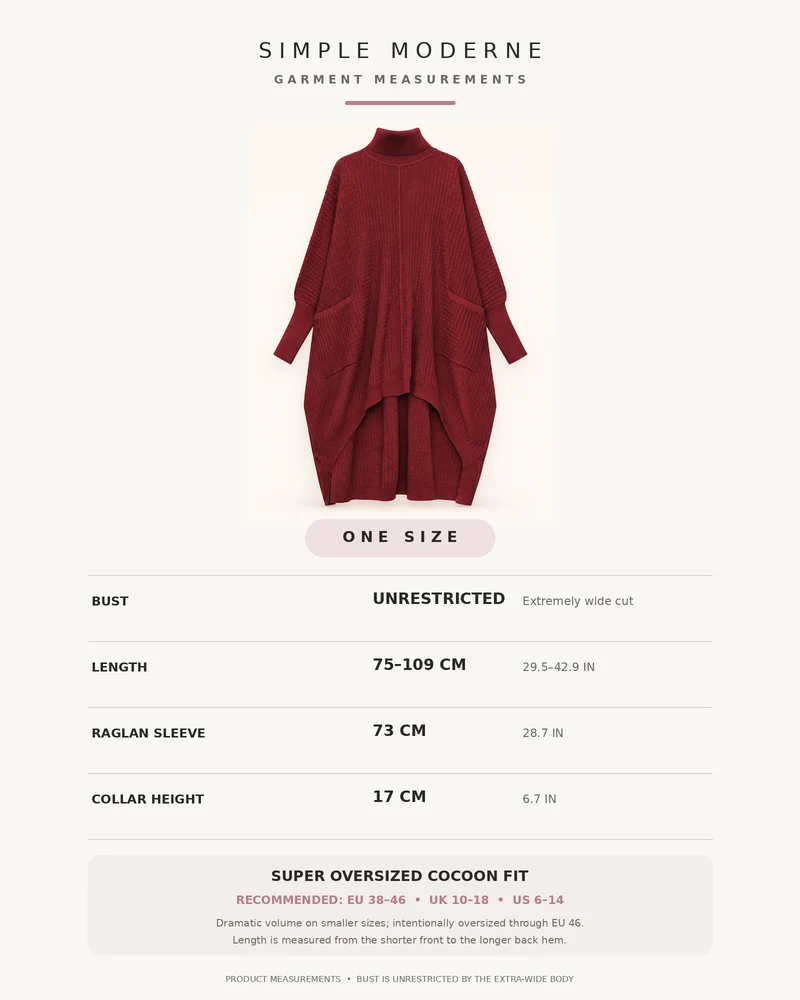 Burgundy Sculptural Ribbed Turtleneck Pullover