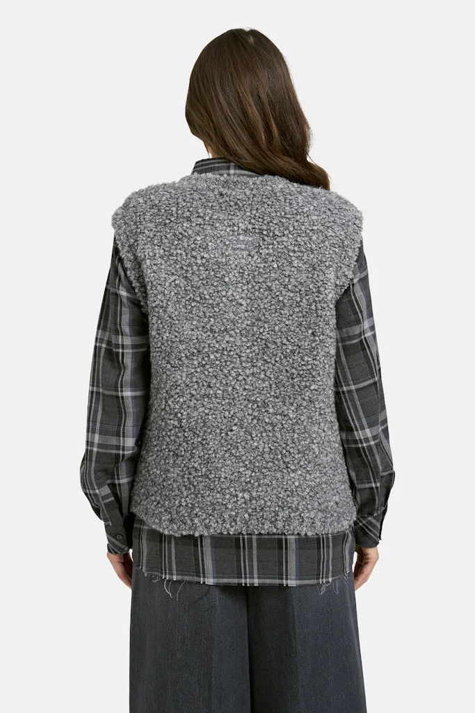 Smith & Soul Bouclé-Weste grey melange