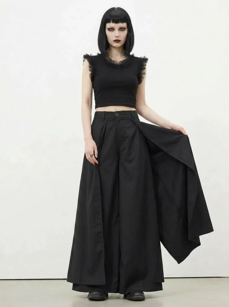 Ruffle Edge Crop Top – Casual Minimal Goth
